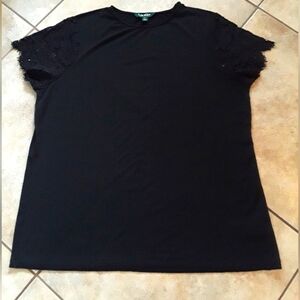 Ralph Lauren Black Lace Sleeve Top. Size: 2X.
